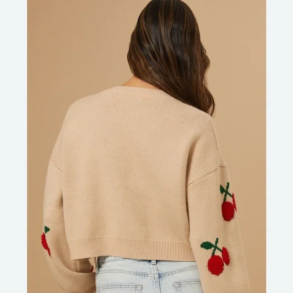 Altar'd State Cherry Sweater Size Small - Picture 3 of 7